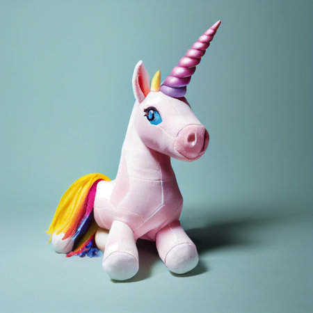 Unicorn fairy tale soft plushie pink toy colorful.の写真素材