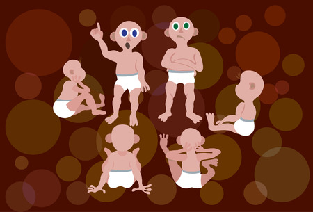 Many small babies conducting a meetingのイラスト素材