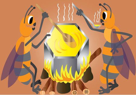 A pair of bees brewing Honeyのイラスト素材