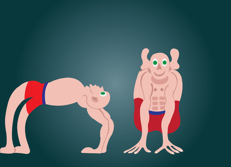 Contortionist performing a body twisting game.のイラスト素材