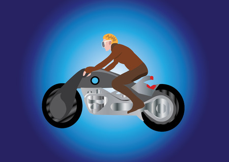 A junior rider speeding away on the latest hi-tech motor GP.のイラスト素材