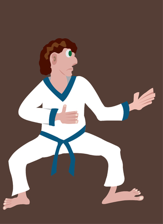 A trainee practising hitting and kickingのイラスト素材
