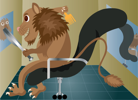 A male lion combing his maneのイラスト素材