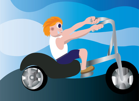 A kid speeding on a bikeのイラスト素材