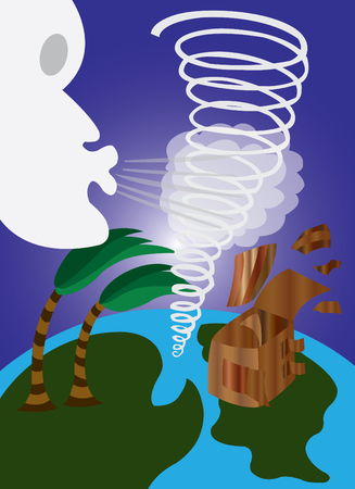 Whirlwinds blowing planet earth into piecesのイラスト素材