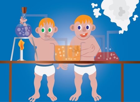 Kids doing a scientific experiment in the laboratoryのイラスト素材