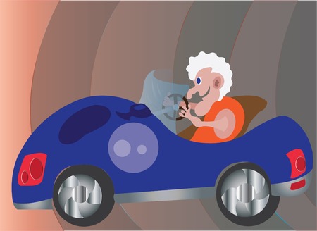 Granny in a vintage carのイラスト素材