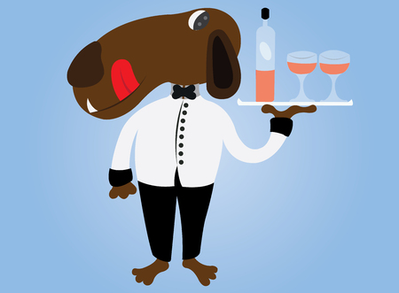 Snoopy dog serving drinks.のイラスト素材