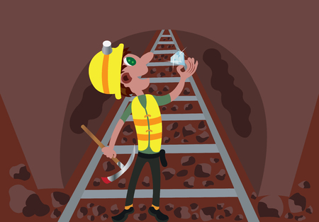 A miner uncovers Precious Gem from a mine siteのイラスト素材