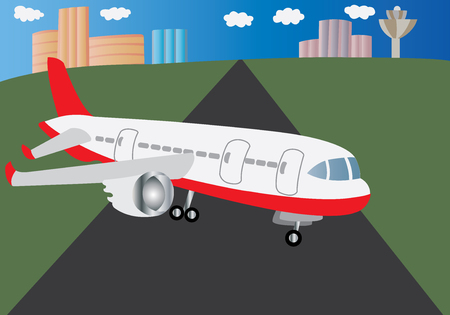A passenger plane sitting on a runwayのイラスト素材