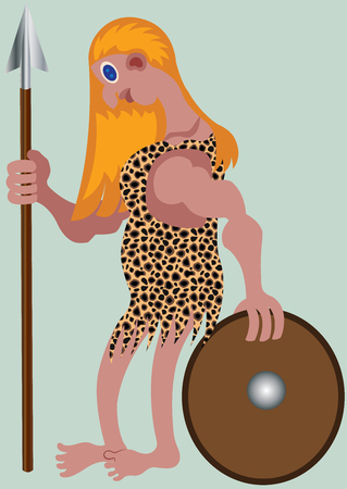 A lady combatant holds a spear and a shieldのイラスト素材