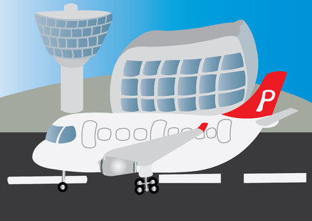 a Passenger Plane Landing at an Airportのイラスト素材