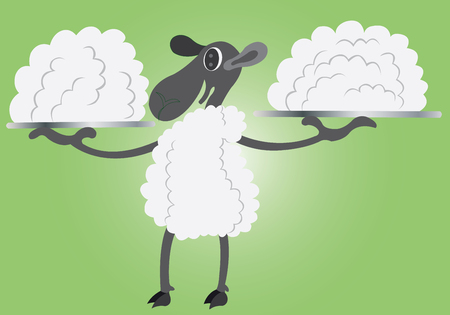 A black sheep displaying its wool productsのイラスト素材