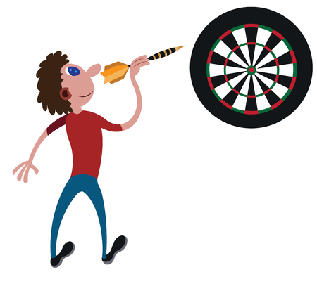 a player ready to throw a dartのイラスト素材