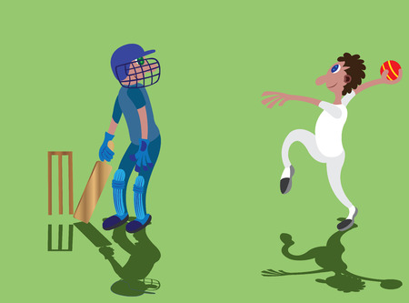 two cricket players enjoying a matchのイラスト素材