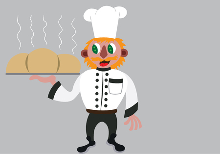 a baker with hot breadのイラスト素材