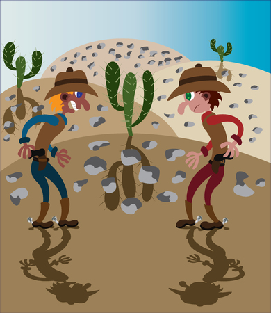 two cowboys ready to have a gunfightのイラスト素材