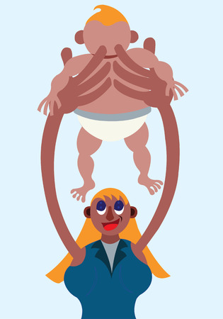 A Mother Plays with her babyのイラスト素材