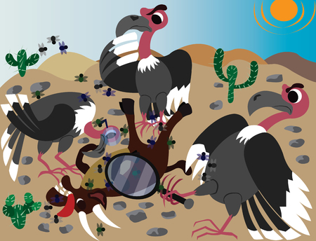 Disgusted Vultures Stand to Inspect a Carcassのイラスト素材