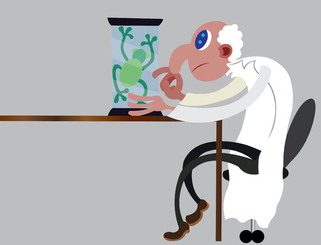 A zoologist looks at an animal specimenのイラスト素材