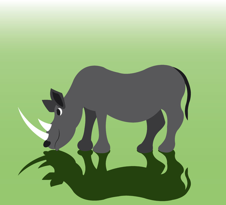 a rhino eating grass in a safari parkのイラスト素材