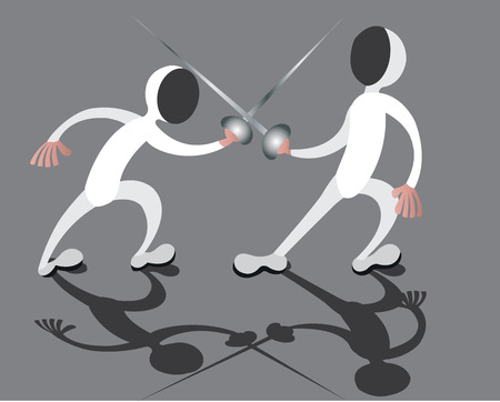 two fencers in fierce combatのイラスト素材