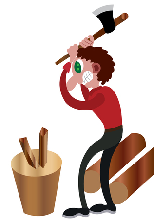 A lumberman chopping woodのイラスト素材