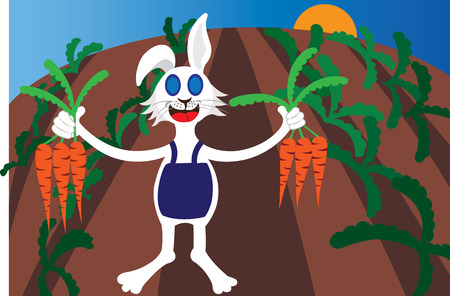 A carrot farmer shows his produce,のイラスト素材