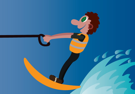 a water skier rides on a wakeboardのイラスト素材