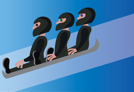 three wok racers slide down the iceのイラスト素材