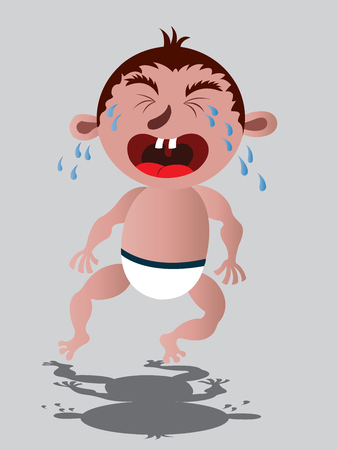 a baby cries out loudlyのイラスト素材
