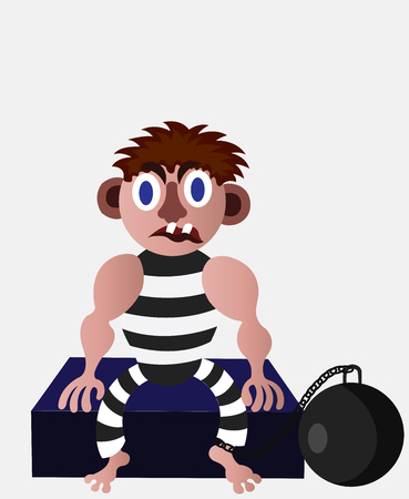 An Inmate sits in a Cellのイラスト素材