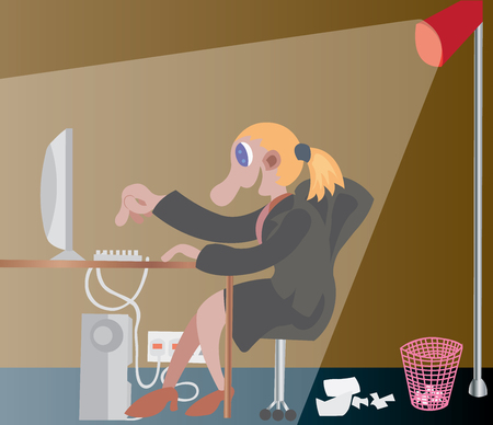 An office Secretary busy on the office desk,のイラスト素材