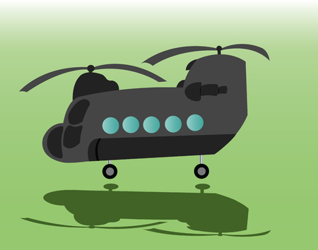a twin rotor helicopter ready for take offのイラスト素材