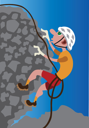A rock climber scaling it to the heightsのイラスト素材