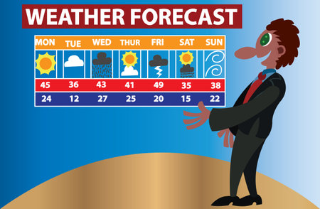 A meteorologist giving detailed reports of the latest weather forecastのイラスト素材