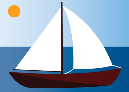  a sailing yacht on the shallow watersのイラスト素材