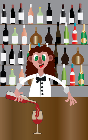 a bartender pours a drink,のイラスト素材