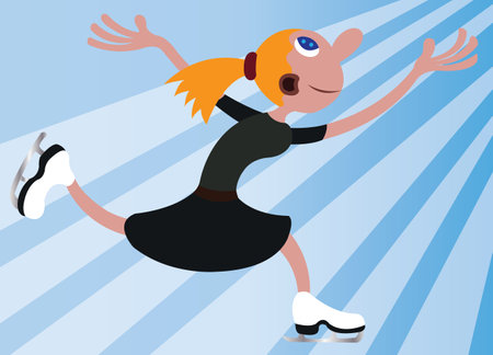 a professional ice skater skating on an ice-rinkのイラスト素材