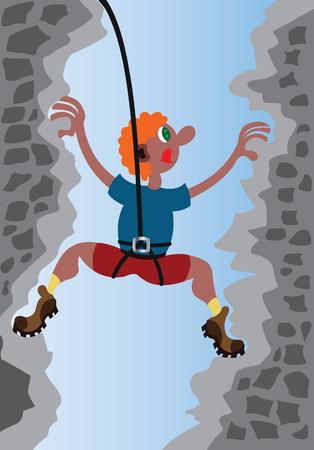 A mountaineer scaling rocksのイラスト素材