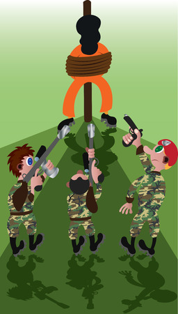 An inmate on death row faces a firing Squadのイラスト素材