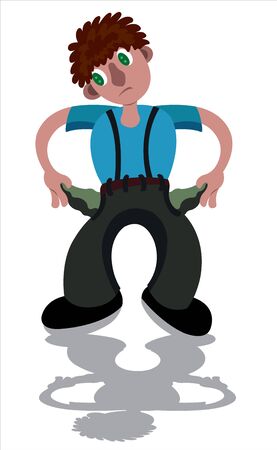 A very broke fellow checks his empty pocketsのイラスト素材