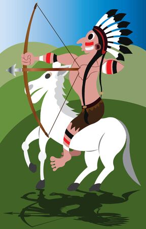 Plains Indian Warrior on horsebackのイラスト素材