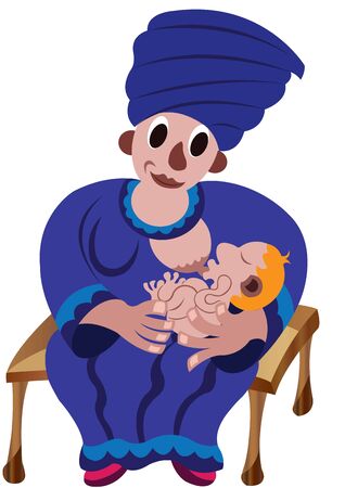 Lactating mother Breastfeeding her newborn babyのイラスト素材