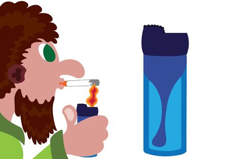 An active smoker using a lighterのイラスト素材