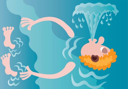 Cooling off the afternoon heat in a swimming Poolのイラスト素材