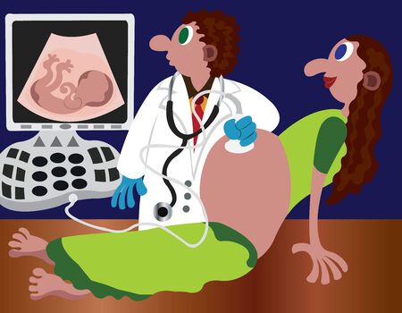 Expectant mother getting an ultrasoundのイラスト素材