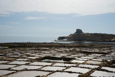 Saltpans at Xwejni Bay, Gozoの写真素材