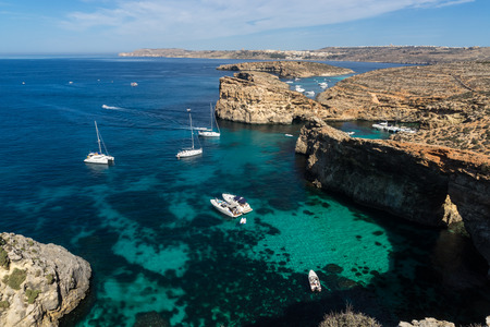 Blue Lagoon gets its name from the beautiful colors of the seaの写真素材