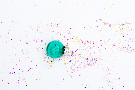 Mixture of Glass Christmas decoration attributes in divers colors and arrangementsの写真素材